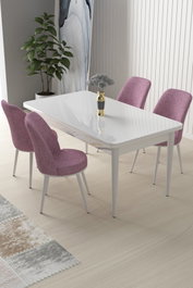 Hanah Home Juego de Comedor de 5 Piezas Blanco y Rosa